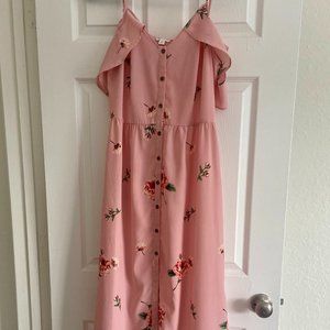 Light pink floral floor-length dress